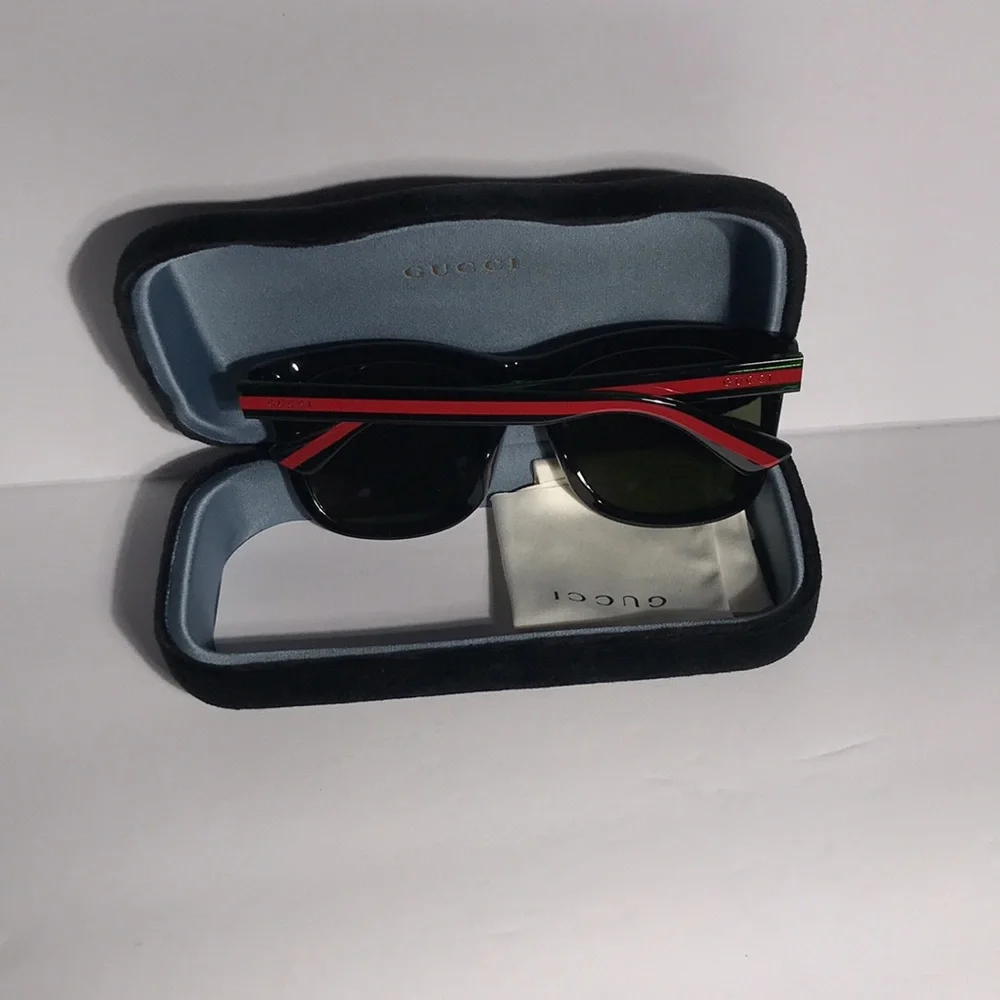 New Authentic GUCCI GG0057SKN 56MM Sunglasses – Black/Green